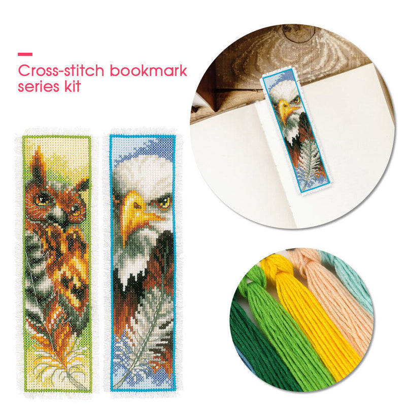2pcs Animal 2-Strand 14CT Counted Cross Stitch Bookmarks (Eagle-XJL027) Newly