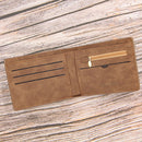 Men Thin Wallets Letters Mini Coin Purse Bifold Zipper Card Holder (Coffee)