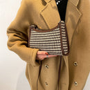 Fashion Shoulder Hobo Retro Woolen Plaid Pattern Crossbody Bag Women Money Purse