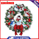 Stamped DIY Cross Stitch Partial Embroidery Kit Christmas Snowman Wreath Gift
