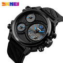 SKMEI Men Business Sports Fashion Waterproof Watches PU Strap Gift(Blue)