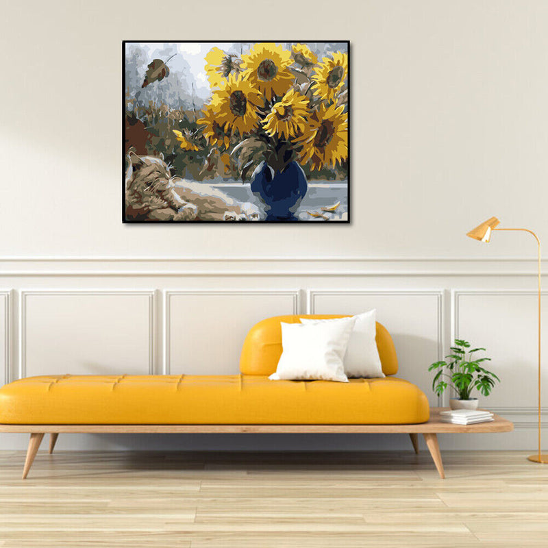 Oil Painting Flower By Numbers DIY Canvas Picture Hand Painted Home Decoration