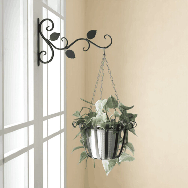 Wall Mounted Flower Pots Rack Hook Decorative Plant Bracket Hanger (Black) Newly