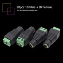 20pcs 10 Male+10 Female DC Power Connector Adapter 2.1x5.5mm Plug for CCTV Newly