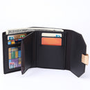 Women Wallets Leather Card Holder Money Bag Short Coin Purse Clutch (Black)