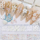 Bear Shape Nail Art Rhinestones Kit White Flower Nail Art Charms Multi Shaped