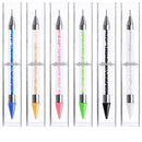 Dual Heads Dotting Wax Pen Point Drill Picker Nail Art Studs Dotter (White)