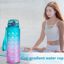 1000ml Sports Water Bottle Time Marker Outdoor Portable Cups (Green Lid) Newly