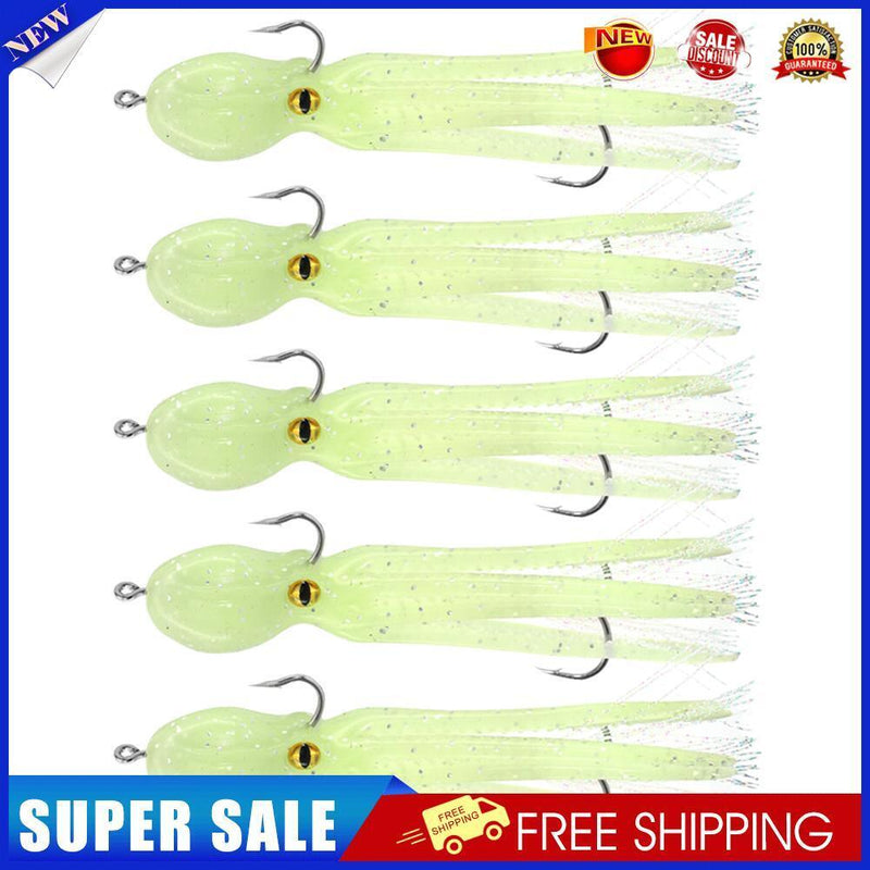 5x 11cm 22g Octopus Soft Fishing Lures Jig Hook Artificial Wobbler Bait (F)