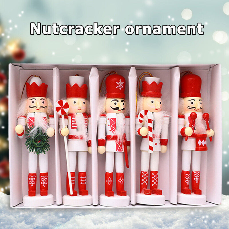 5pcs Walnut Soldier Wooden Ornaments Desktop Home Decorations Children Toys