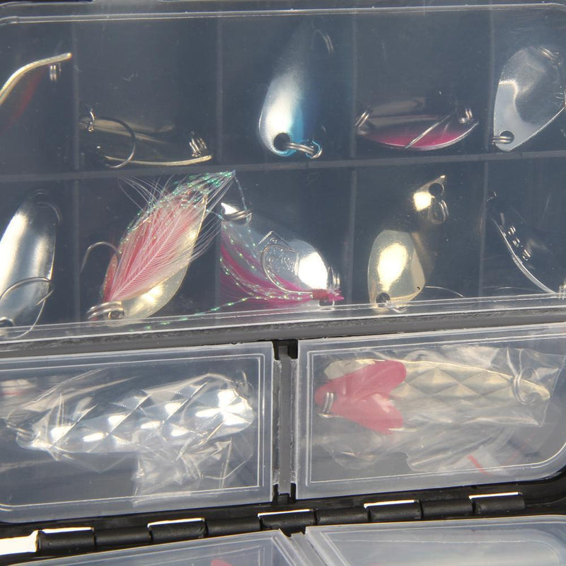 37pcs Metal Spoon Fishing Lure Kits Spinning with Box Tackle