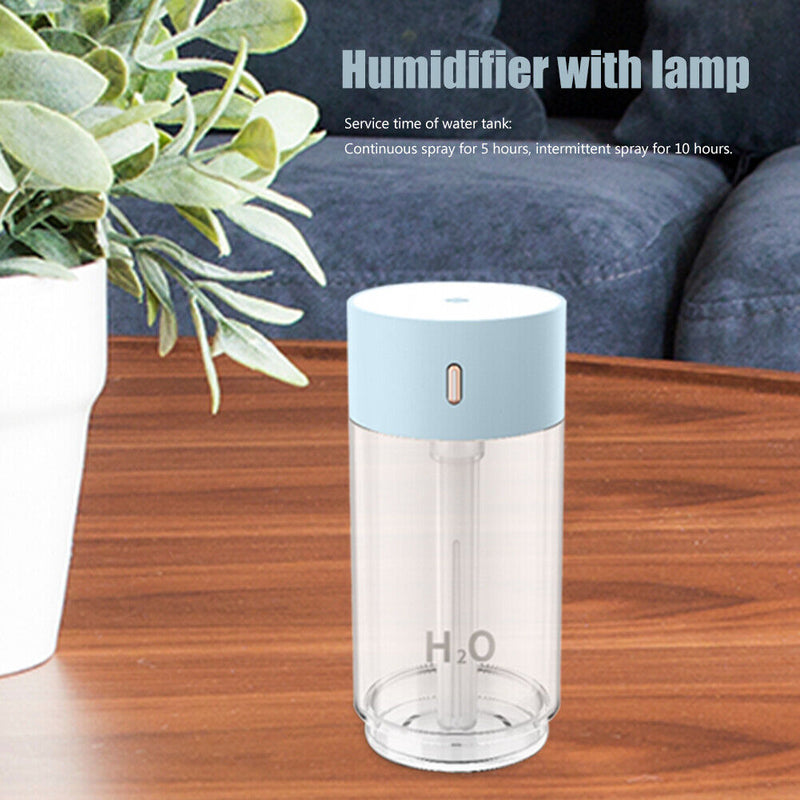 Air Humidifier USB Electric Cool Mist Maker Air Purifier LED Light (Blue)