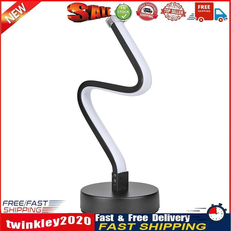 LED Spiral Shape Light Acrylic Table Lamp Bedroom Modern Decor (Warm UK) Newly