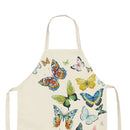 Linen Apron Colorful Butterfly Kitchen Cooking Baking Bibs Household Supplies