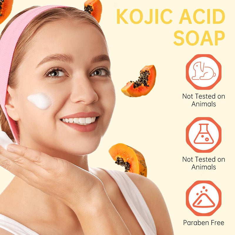 Papaya Kojic Acid Soap Deep Cleansing Softening Cuticle Lightening Melanin{