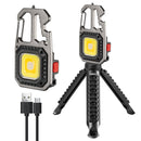 Mini LED Flashlight Keychain Can Opener Outdoor Camping Lamp Lights (Black)