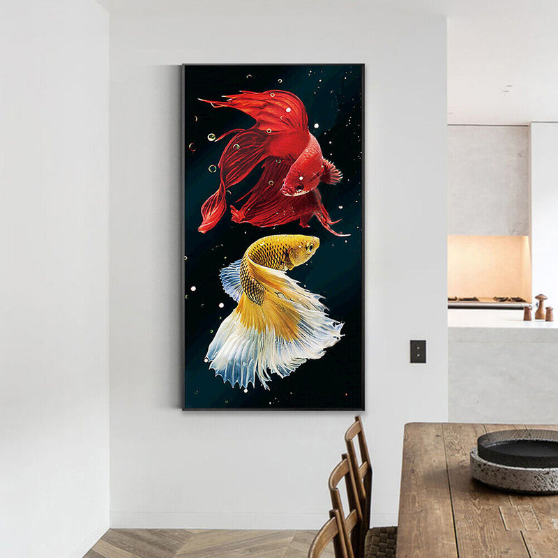 Two Fish Oil Paint By Numbers DIY Canvas Wall Art Picture Craft Home Decoration
