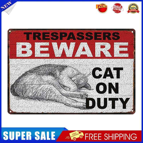 Beware Cat Retro Metal Plate Tin Sign Plaque Poster for Bar Club Cafe Arts