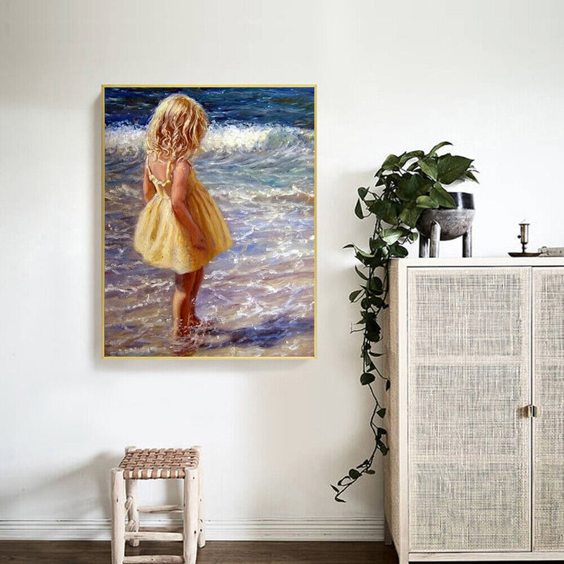 Frameless Oil Paint By Numbers Sea Girl DIY Canvas Picture Craft for Home