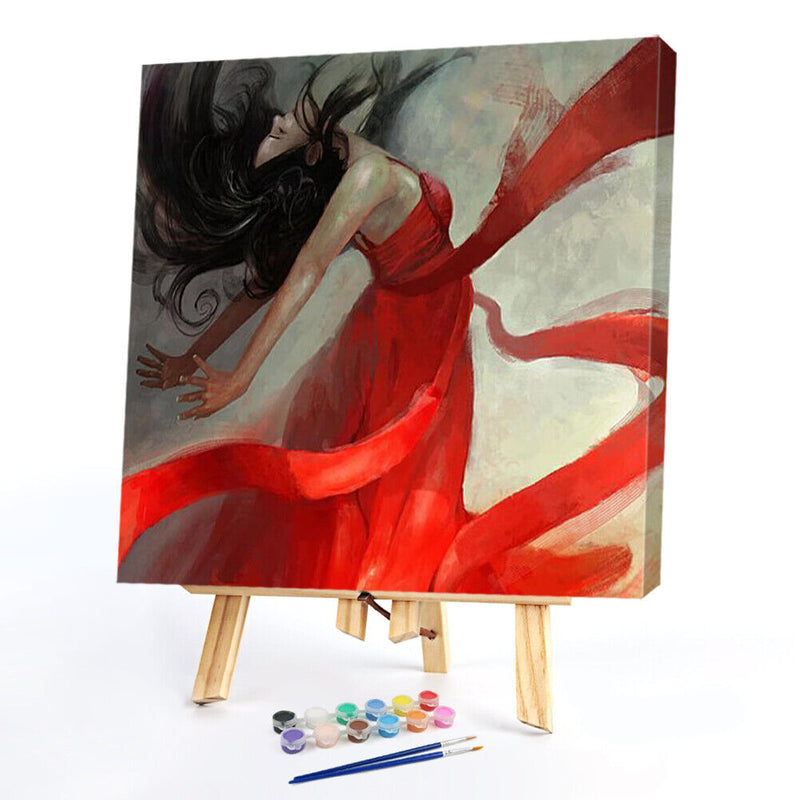 20X20cm Frameless Oil Paint By Numbers DIY Painting (Dancing Girl In Red)