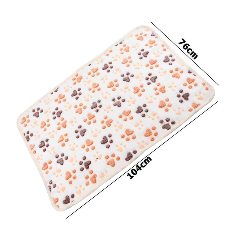 Dog Bed Mats Coral Fleece Paw Foot Print Warm Pet Blanket Sleeping Cover Mat