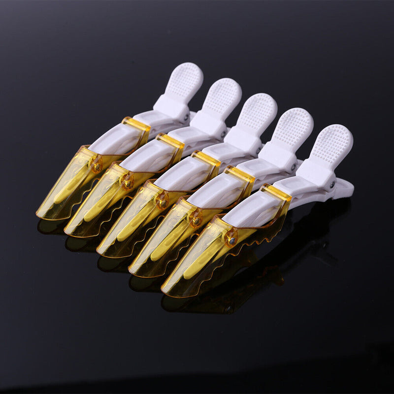 10pcs Plastic Salon Hair Clip Set Hairdressing Crocodile Hair Grip (Yellow)