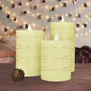 Set of 3 Flameless Battery Flickering LED Candle Lights Remote Control Glass Wa,