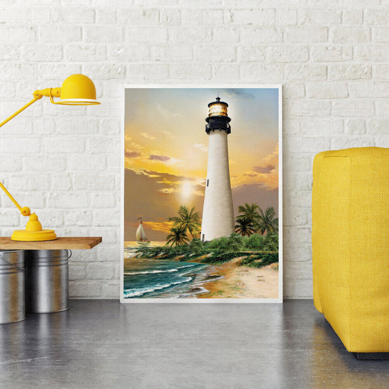 Lighthouse Full Round Diamond Embroidery Rhinestone Painting Mosaic Cross Stitch