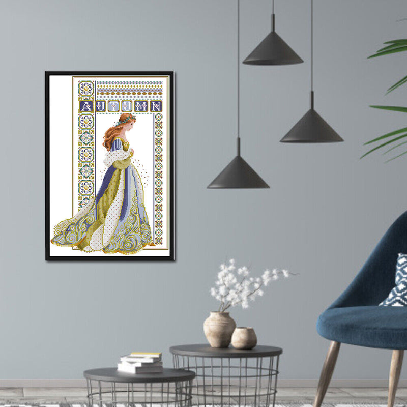 2 Strands Angel Girl Partial Embroidery Stamped Cross Stitch Handmade Home