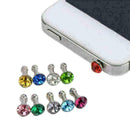 2 x Bling Diamond Mixed Crystal 3.5mm Earphone Jack Stop H2X7 I5T8 T4W0 G3S8