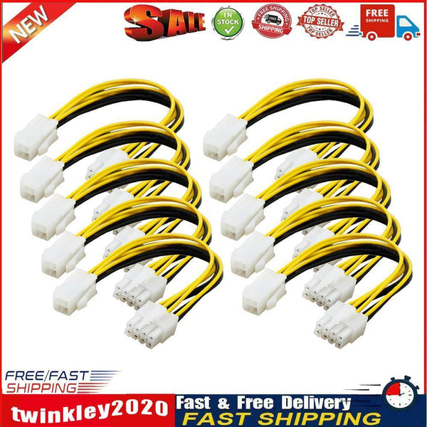 10pcs 4Pin to 8Pin Convert Power Wire Connector Extension Cable Newly