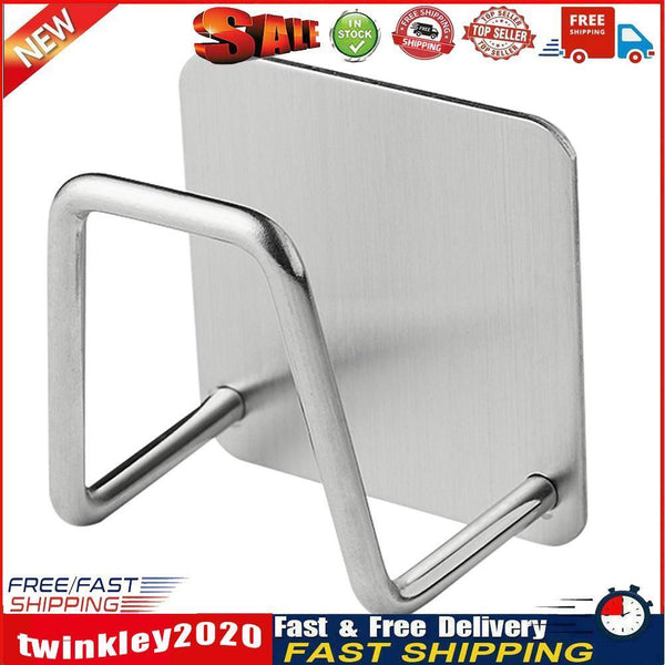 Stainless Steel Sponge Drain Rack Self-adhesive Dishcloth Organizer Hook Newly