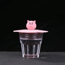 5pcs Silicone Cup Cover Heat-resistant Leak Proof Cartoon (Pink Pig Head)