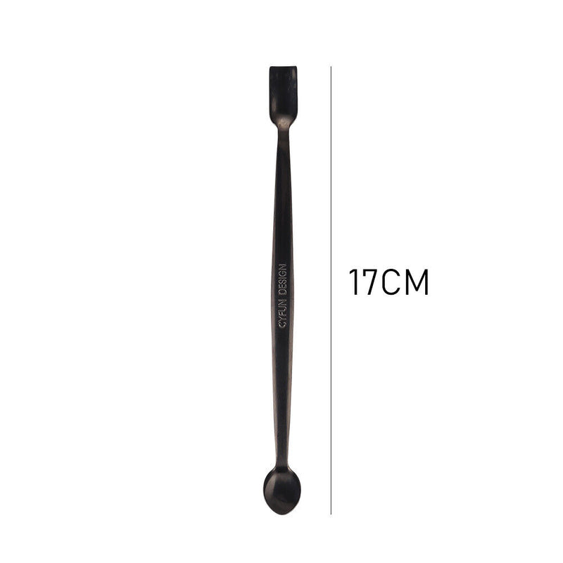 Stainless Steel Cuticle Pusher Double Headed Spoon Nail Art Cleaner (Black)