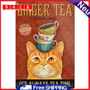 Cups on Cat Head Metal Plate Tin Sign Poster Plate for Club Cafe Accessories