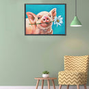 5D DIY Diamond Painting Pig with Daisy Full Round Drill Home Decoration Gif