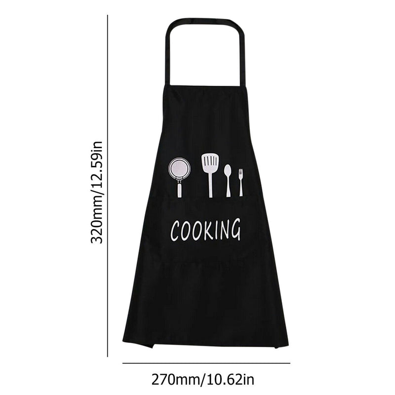 Kitchen Apron Waterproof Oil-Proof Cooking Chef Aprons with Pocket (Black) Newly