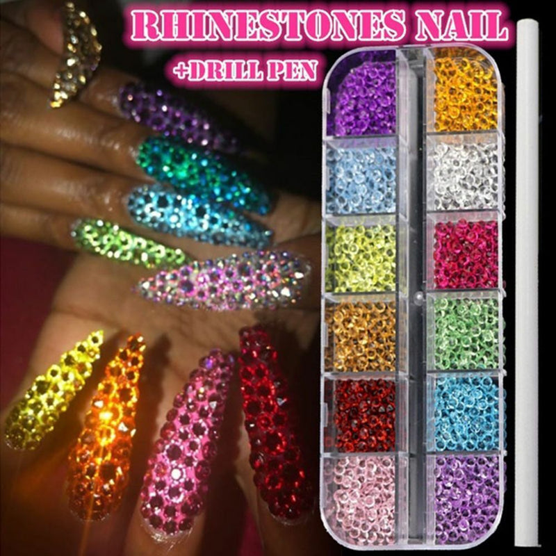 Decoration Rhinestones Set With Nail Drill Pen Nail Accessories UV Gel Manicure