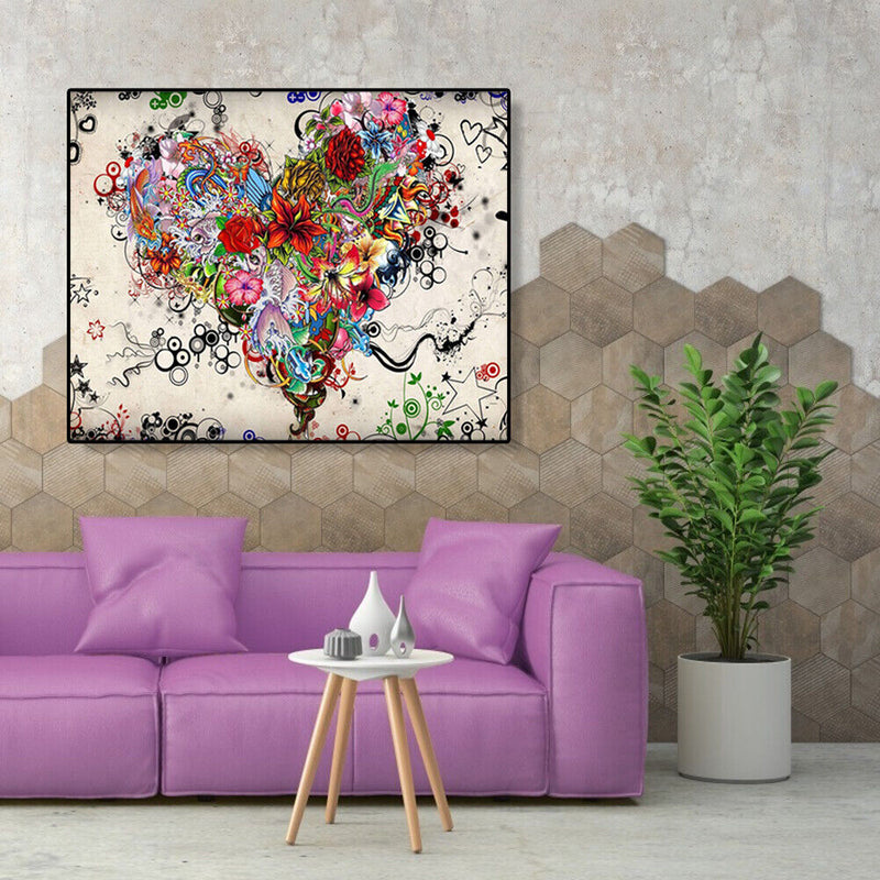 Painting By Numbers DIY Love Heart Hand Painted Canvas Oil Art Picture Craft Kit
