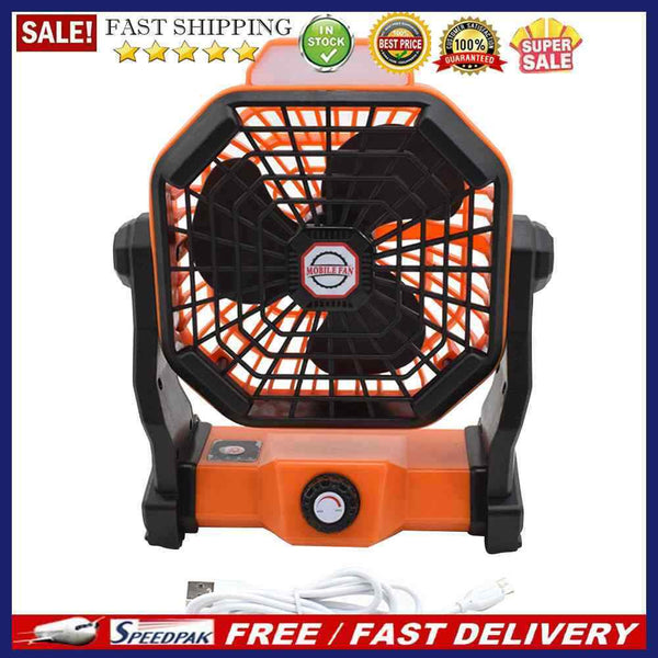 Camping Fan with LED Lamp Portable USB Quiet Cooling Fan for Outdoor Picnic