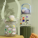 1100ml Straw Big Belly Water Cup Drinking Water Bottle w/ Stickers (Green) Newly