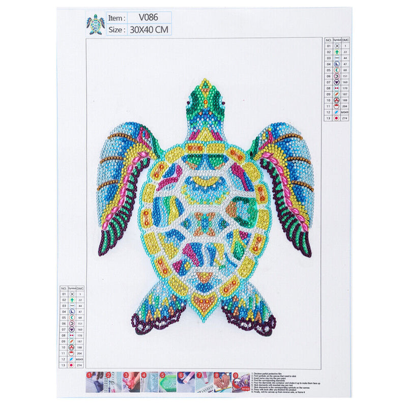 Diamond Painting 5D DIY Turtle Crystal Special Shape Room Wall Art (T086)