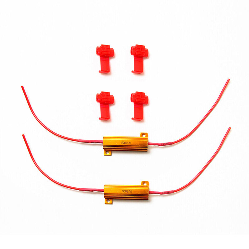 1 Pair Waterproof Anti-Flashing Decoder Turn Signal Lamp 8ohm 50W Load Resistor