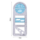 Multifunctional Geometric Drawing Ruler Rotatable Art Design Template (C) Newly