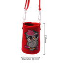 Round Messenger Strap Water Bottle Insulated Protective Bag (Red Owl)