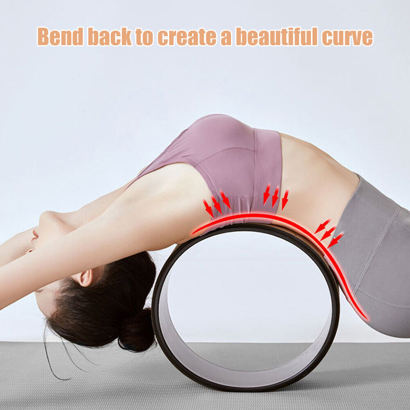 TPE Wood Yoga Spine Roller Wheel Backbend Training Pilates Aid Circle Cork