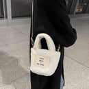 Female Fluffy Fashion Letters Top-handle Bag Winter Mobile Phone Shoulder Bag