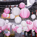 4 inch Round Chinese Paper Lantern DIY Paper Ball Lamp Party Decor (Pink)