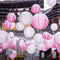 4 inch Round Chinese Paper Lantern DIY Paper Ball Lamp Party Decor (Pink)