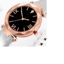 Casual Women Roman Numerals Starry Sky Dial Dress Wristwatch Fashion PU Leather